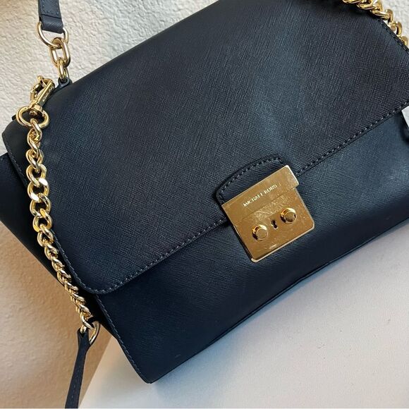 MICHAEL KORS Blue Selma Mercer Raven Bedford Chain Satchel Crossbody - Picture 3 of 13